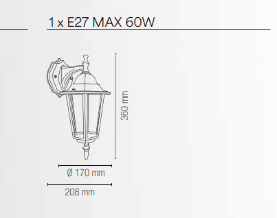 Applique lanterna per esterno IP44 rivolta in basso in alluminio antracite o bianco diffusore vetro lampada 1XE27 non inclusa MILANO Applique lanterna per esterno IP44 rivolta in basso in alluminio antracite o bianco diffusore vetro lampada 1XE27 non inclusa MILANO